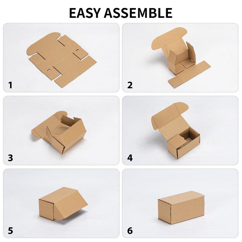 RLAVBL 4.6x2.2x2.2 Small Shipping Boxes Set of 100, Brown Corrugated Cardboard Box, Mailer Box - Image 5